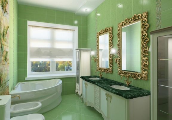 зеленая плитка для ванной